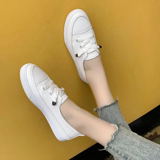 Women's Shoes 2024 New PU Leather Comfortable Casual Sports Shoes Fashionable Versatile Flat White Shoes