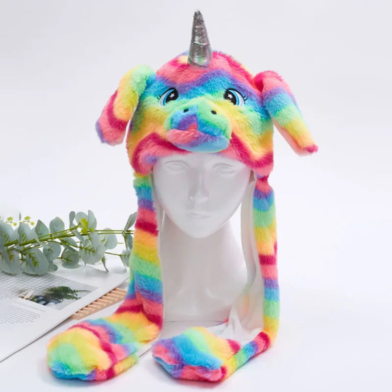 Hats For Autumn And Winter Warm Accessories Toys For Children Internet Celebrities Cute Rainbow Horses Small Rabbits Ears Hats