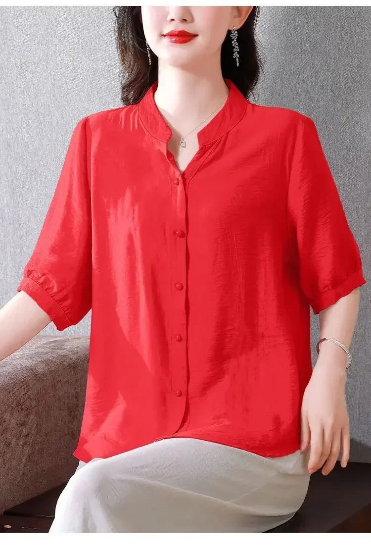 Summer 2025 Pure Cotton Shirt New Retro Top Loose New Breathable Top