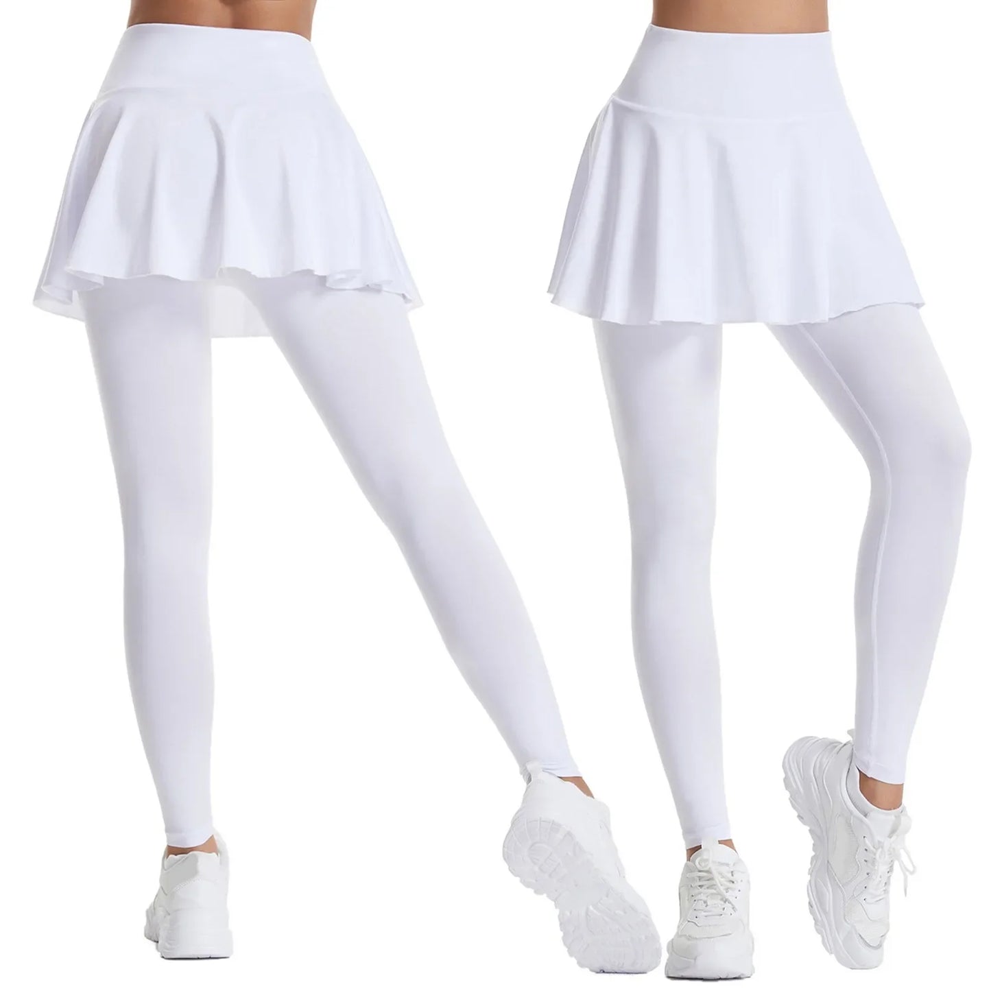 Pants Skirt Combined in One Sweatpants Women's Pocket High Waist Belly Stretch Tight Nine-point Leggings Yoga Pants