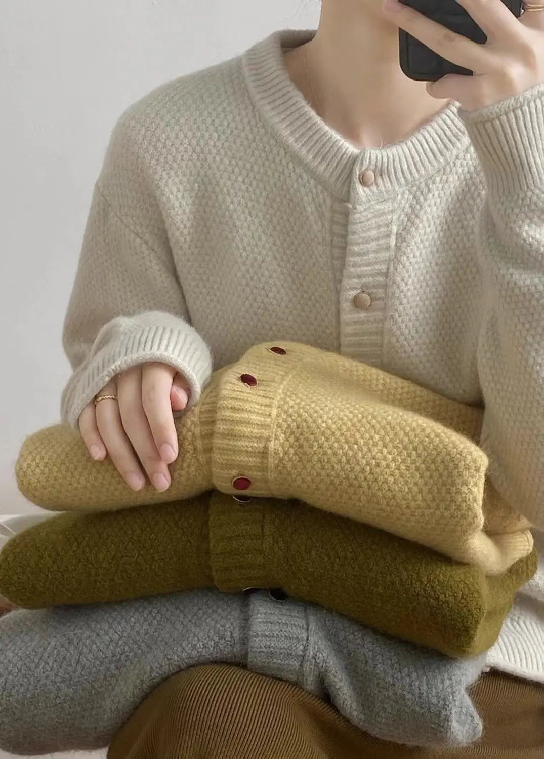Sweater Coat for Women Autumn Winter New Collection High-End Loose Knit Cardigan