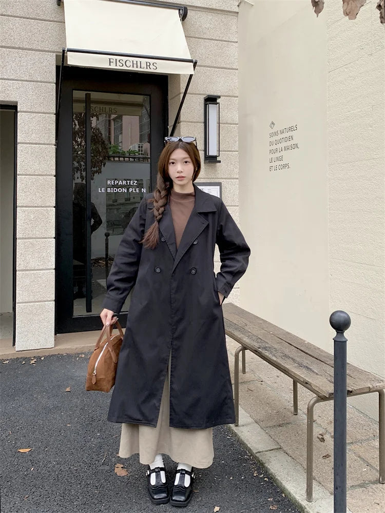 2025 Women's Coat Plus Size Mid-Length Jacket British Style Fashionable Temperament Spring Autumn Arrival Windbreaker Outerwear