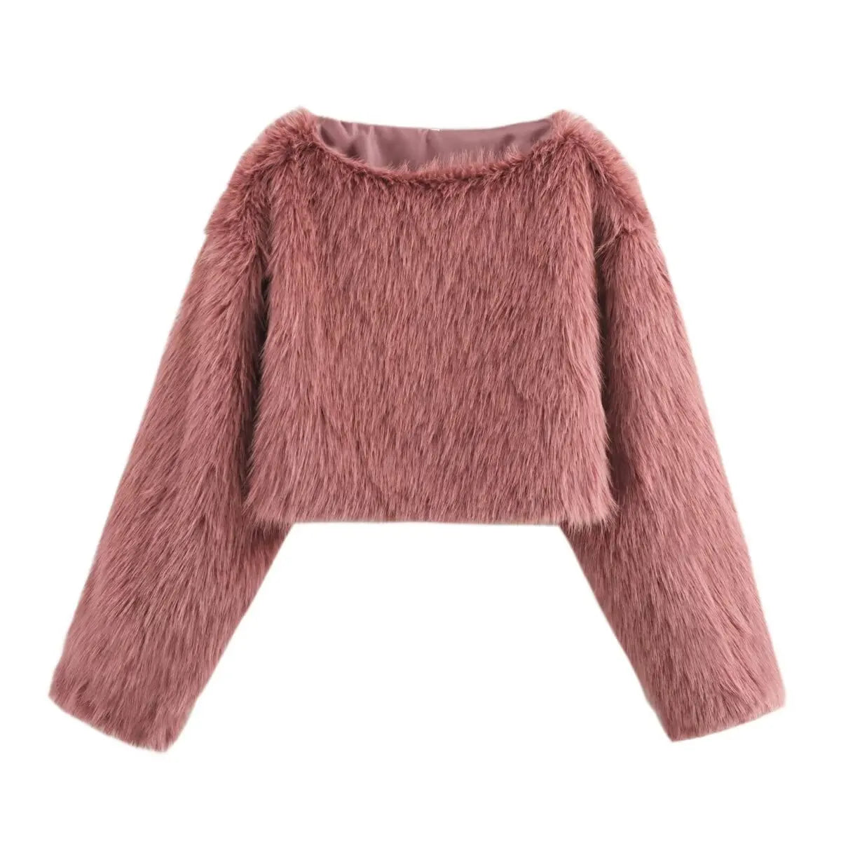 ZEVITY Women Fashion 4 Colors O Neck Long Sleeve Casual Fur Pullover Jacket Female Outerwear Chic Autumn Winter Coat Tops CT7356