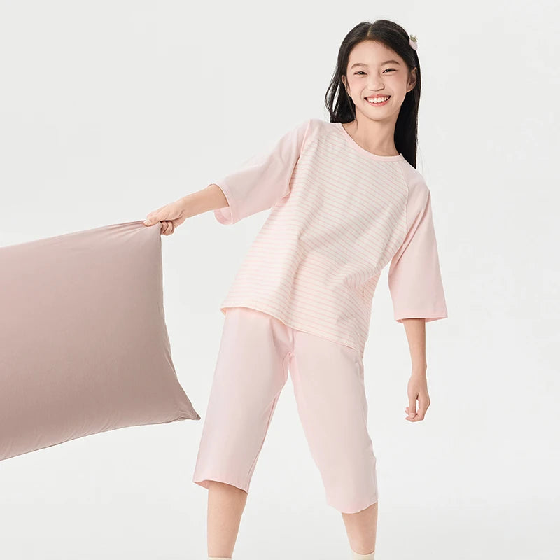 Balabala Pajama Sets Boys GirlsThin 2025 Summer New Air-conditioned Clothing Home Wear for Young and Older Children Parent-Child