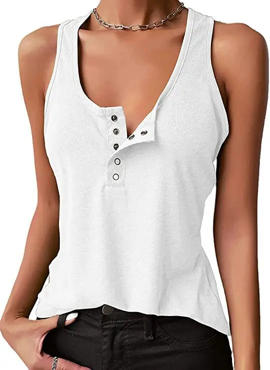 Women's Vest Sexy Inner Wear Ribbed Tank Top New Casual Snap Base Solid Color Sleeveless T-shirts  Basic Top Woman Clothing