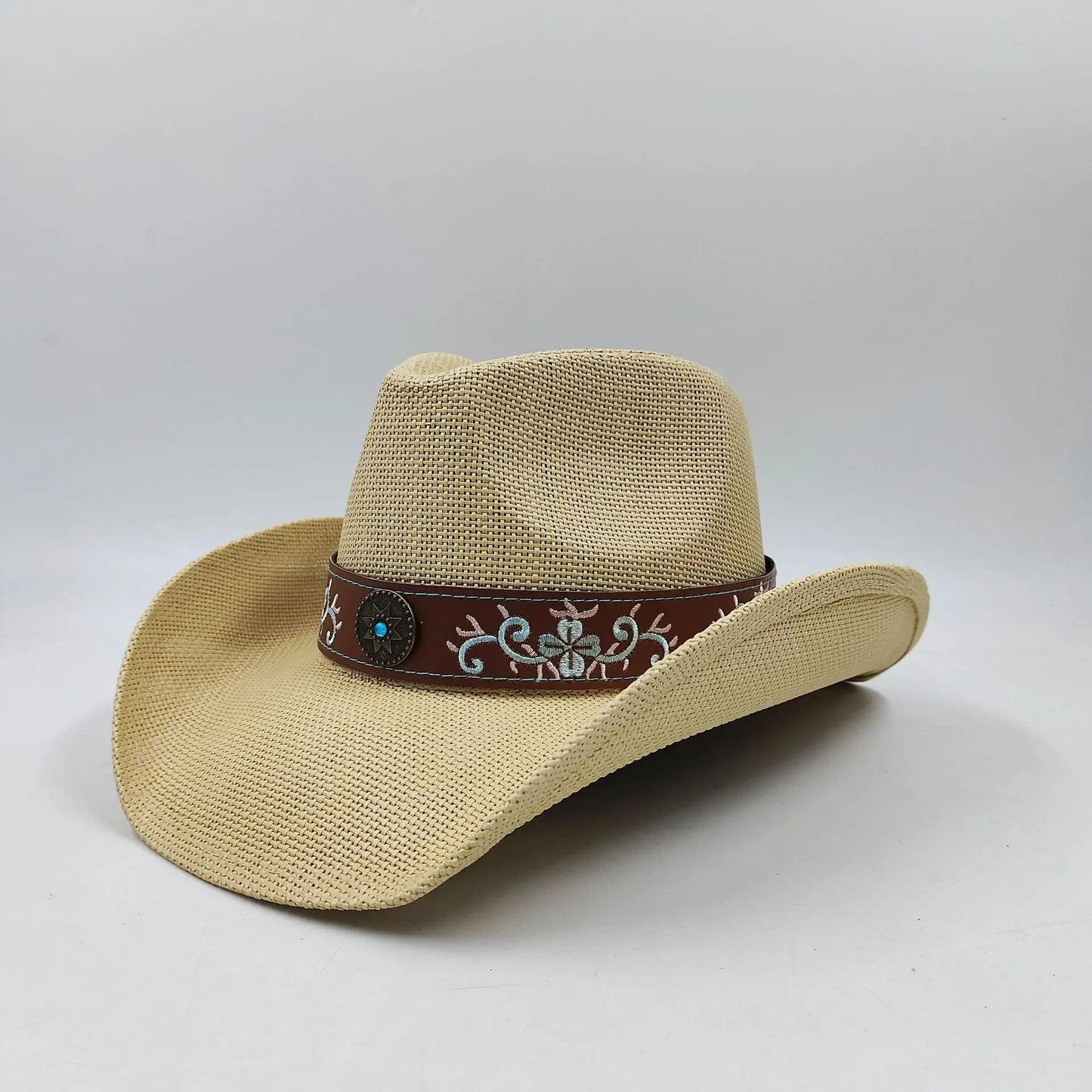 hats straw cowgirl western hat  mexican hat  retro curling hat western cowboy hat outdoor riding hat travel sports hat