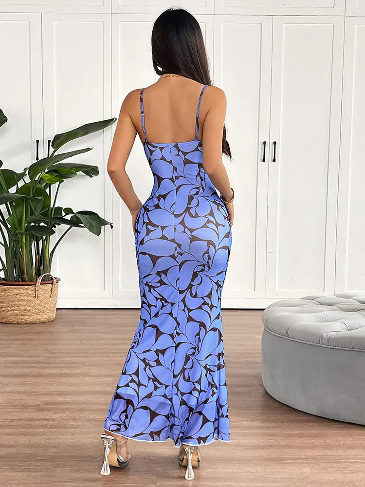 Women Dresses Summer New Streetwear Fashion Print O-Neck Dress Sexy Backless Casual Slim Elegant Female Knitted Dresses Clothing