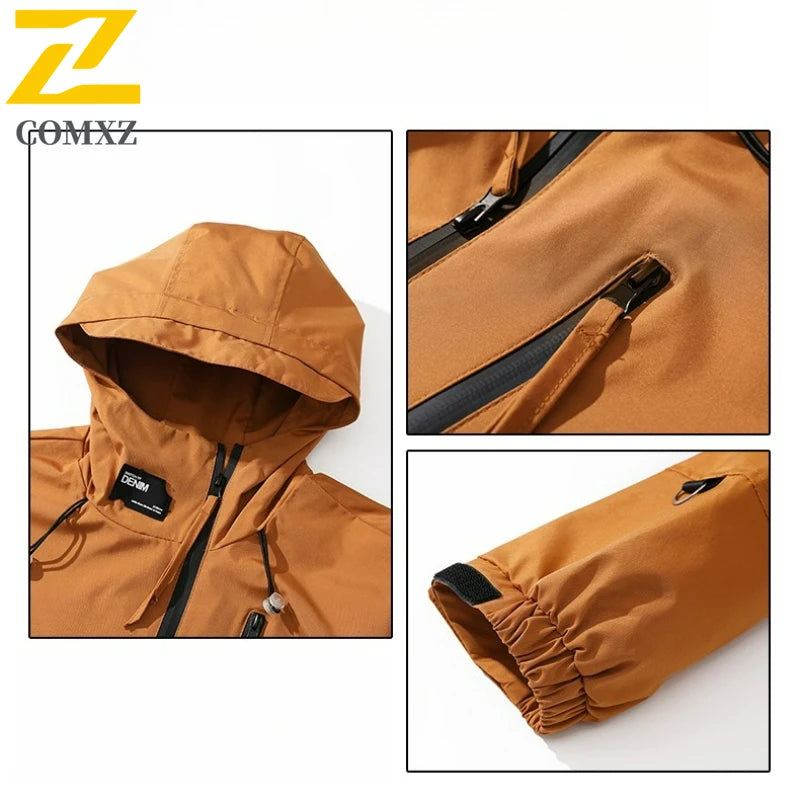 Men's Jacket 2025 New Fashion Hooded Waterproof Windproof Jackets Outdoor Camping Adventure Lightweight Breathable Outerwear