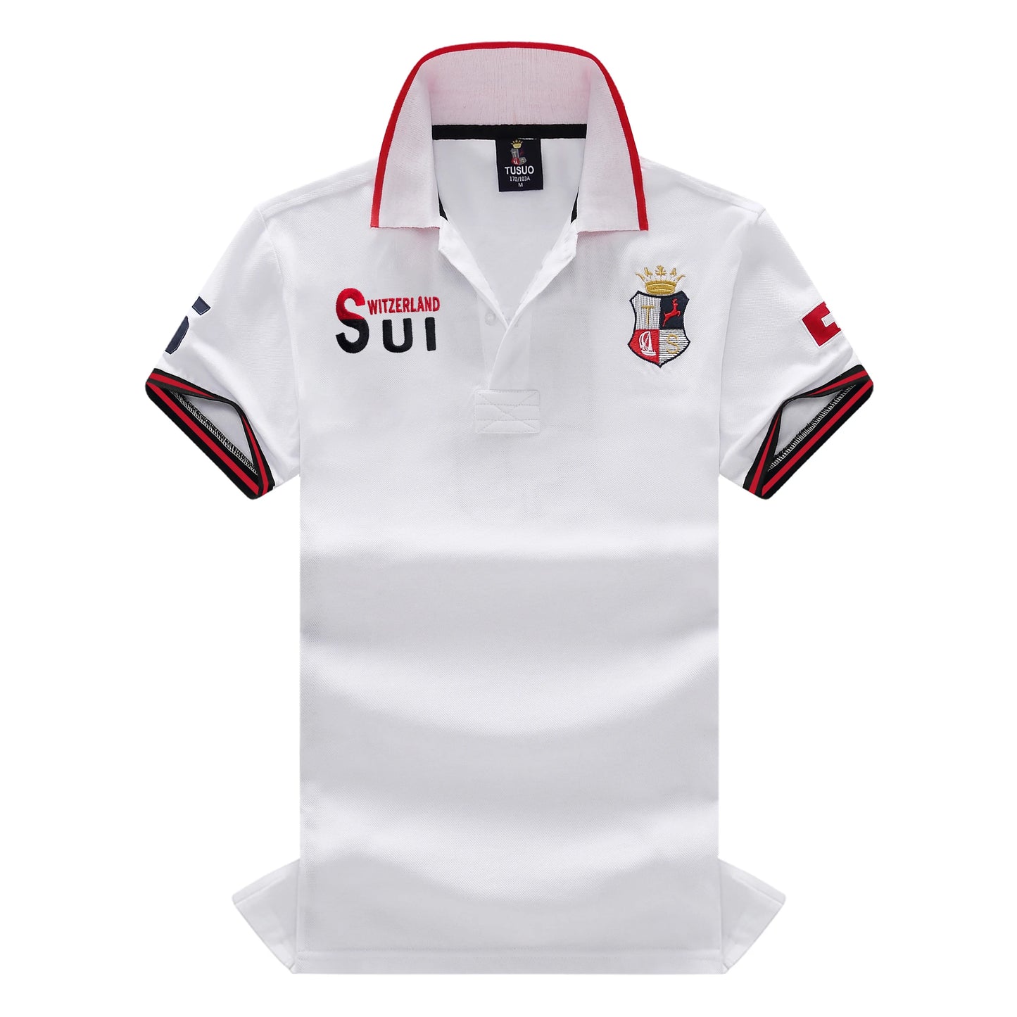 New Swiss polo shirts men short sleeved polo collars fashionable casual sporty high-end pure cotton micro elastic embroidery