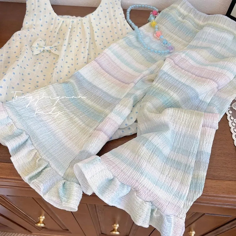 children's clothes summer clothes wide sports pants Female child clothes loungewear pants for children bottoms Rainbow trousers
