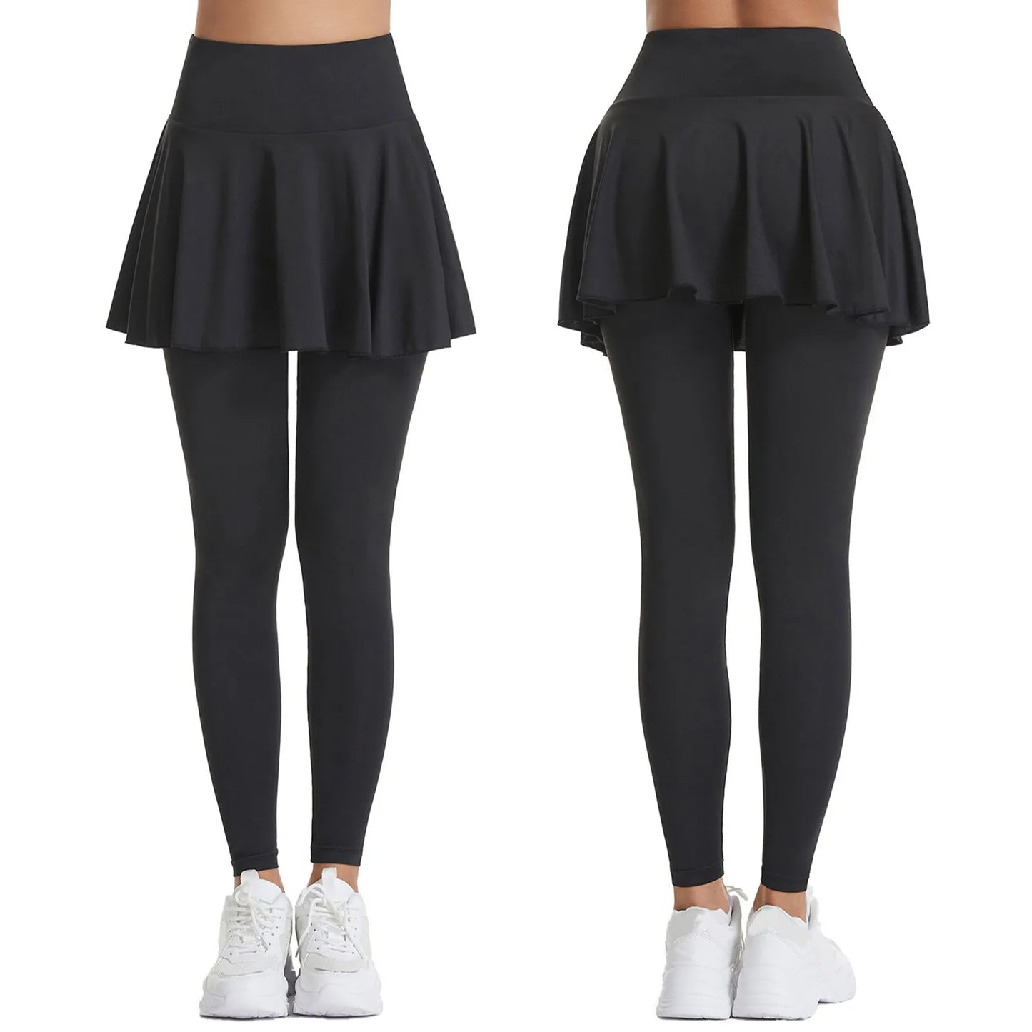 Womens Yoga Pants Pockets High Waist Workout Sport Skirt Pants Soild-Color Casual Trousers Stretchy Leggings For Female Feminina