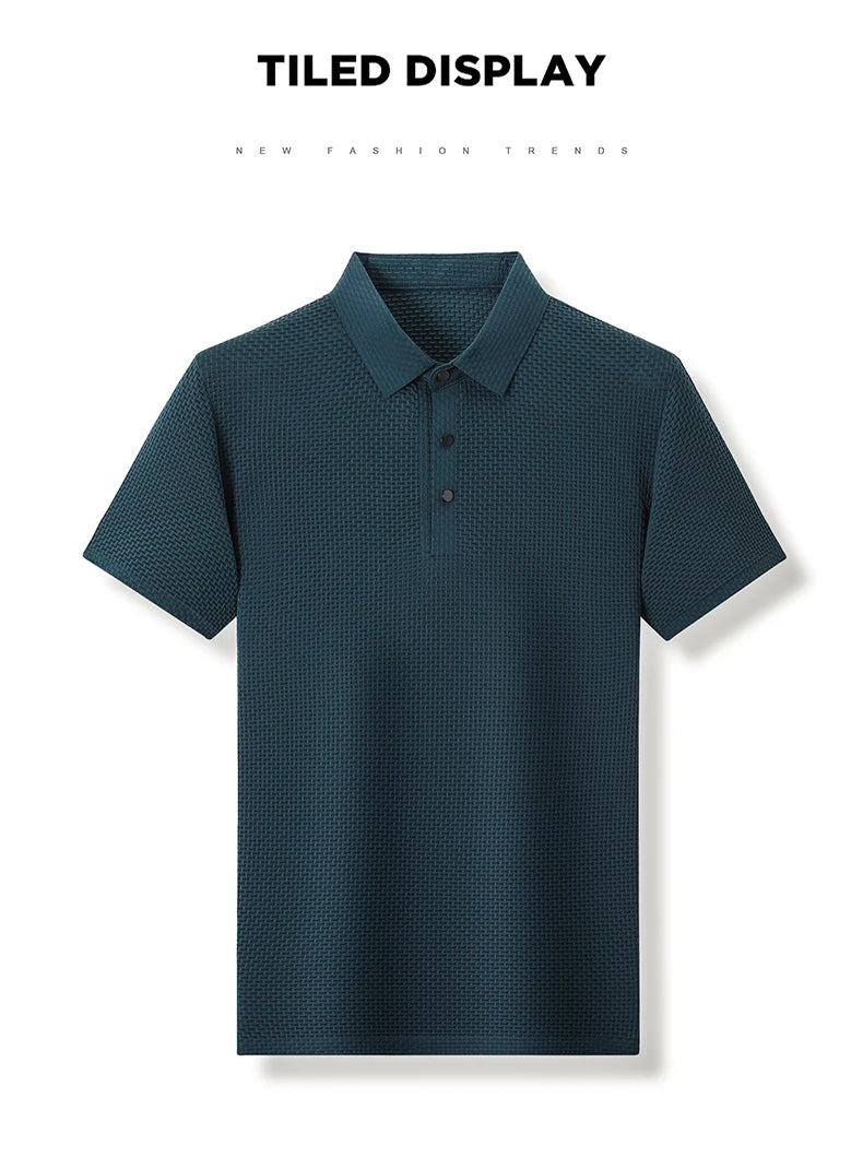 Summer Short Sleeve Polo Shirts Men Turn-Down Collar Anti-Wrinkle Solid Polos Tops Breathable Male Business Casual Tees Tshirts