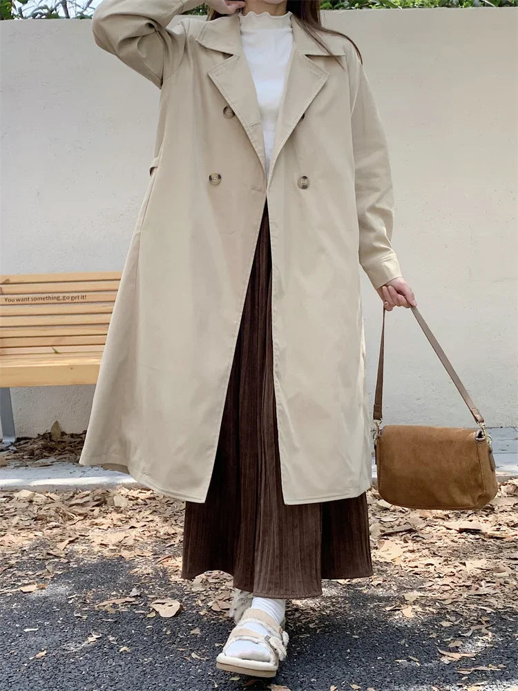 2025 Women's Coat Plus Size Mid-Length Jacket British Style Fashionable Temperament Spring Autumn Arrival Windbreaker Outerwear