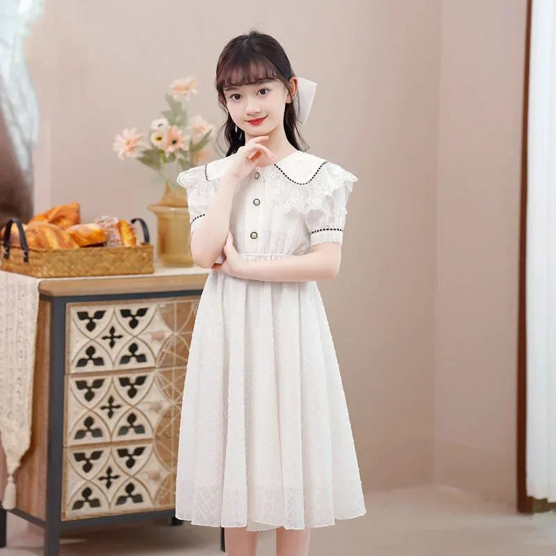 Girls' Dress 2025 Summer New Style Little Girls' Children's Princess Dress, Sweet and Elegant Summer Dress for Adults