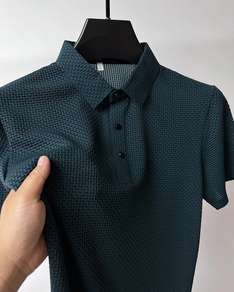 Summer Short Sleeve Polo Shirts Men Turn-Down Collar Anti-Wrinkle Solid Polos Tops Breathable Male Business Casual Tees Tshirts