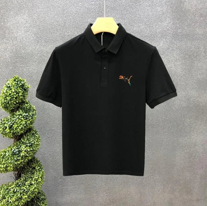 Polo Shirts Anime Male with Collar Tee Hip Hop Tops Heather Mens T-shirt Original Short Quarter Sleeve Aesthetic Casual Stylish