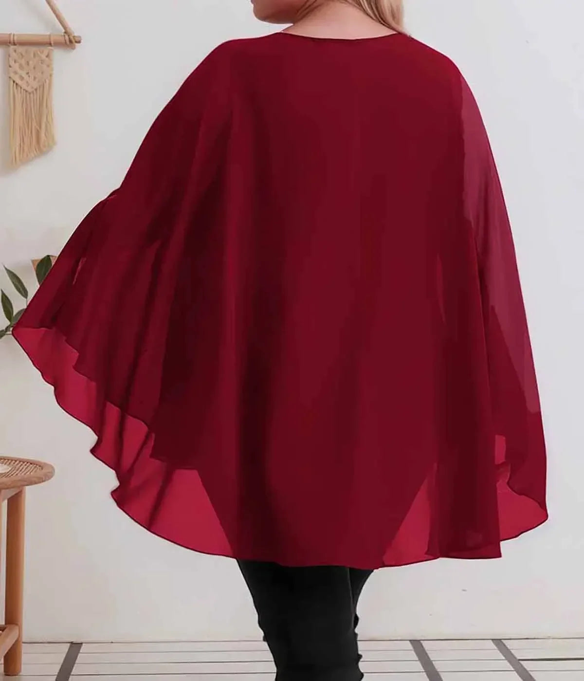 Baby's Breath Printed Women Plus Size Blouse Casual Crew Neck Split  Chiffon Pullover Summer Female Smock Mesh Loose Tops Shirts