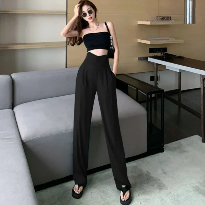 Female Pants Work Flare High Waist Clothes Tailoring Office Trousers for Women Black Aesthetic Harajuku Comfortable Stretch G