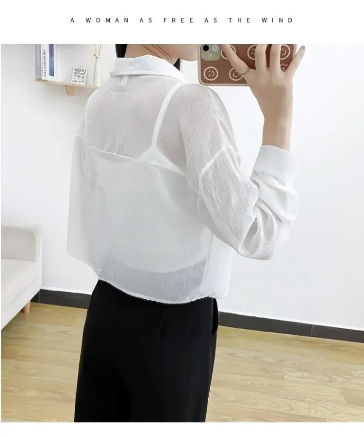Summer Loose Chiffon Sunscreen Clothes for Women in Summer 2025 New Thin Casual Versatile Long-sleeved Cardigan Short Jacket