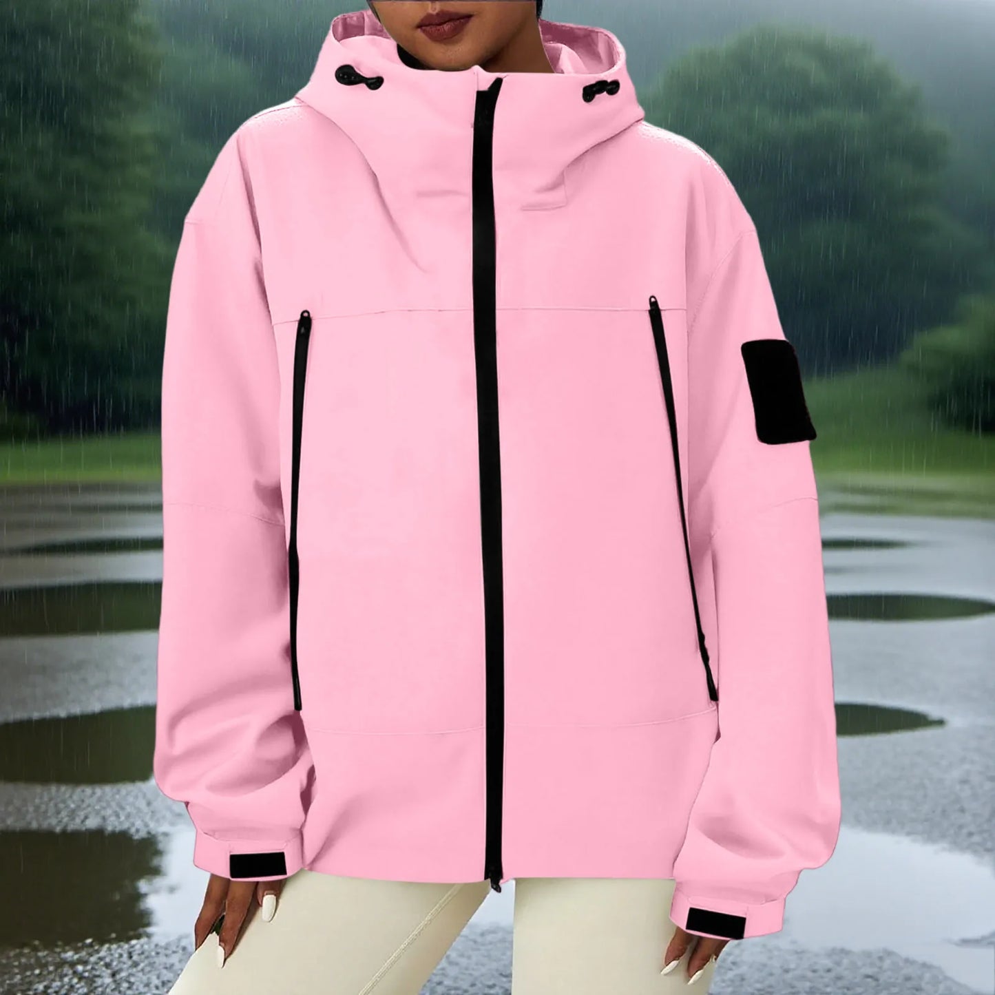 Women'S Tops Hooded Windbreaker Women'S Jacket Waterproof Coat Outdoor Travel Contrast Functional Style Solid Color Adventure