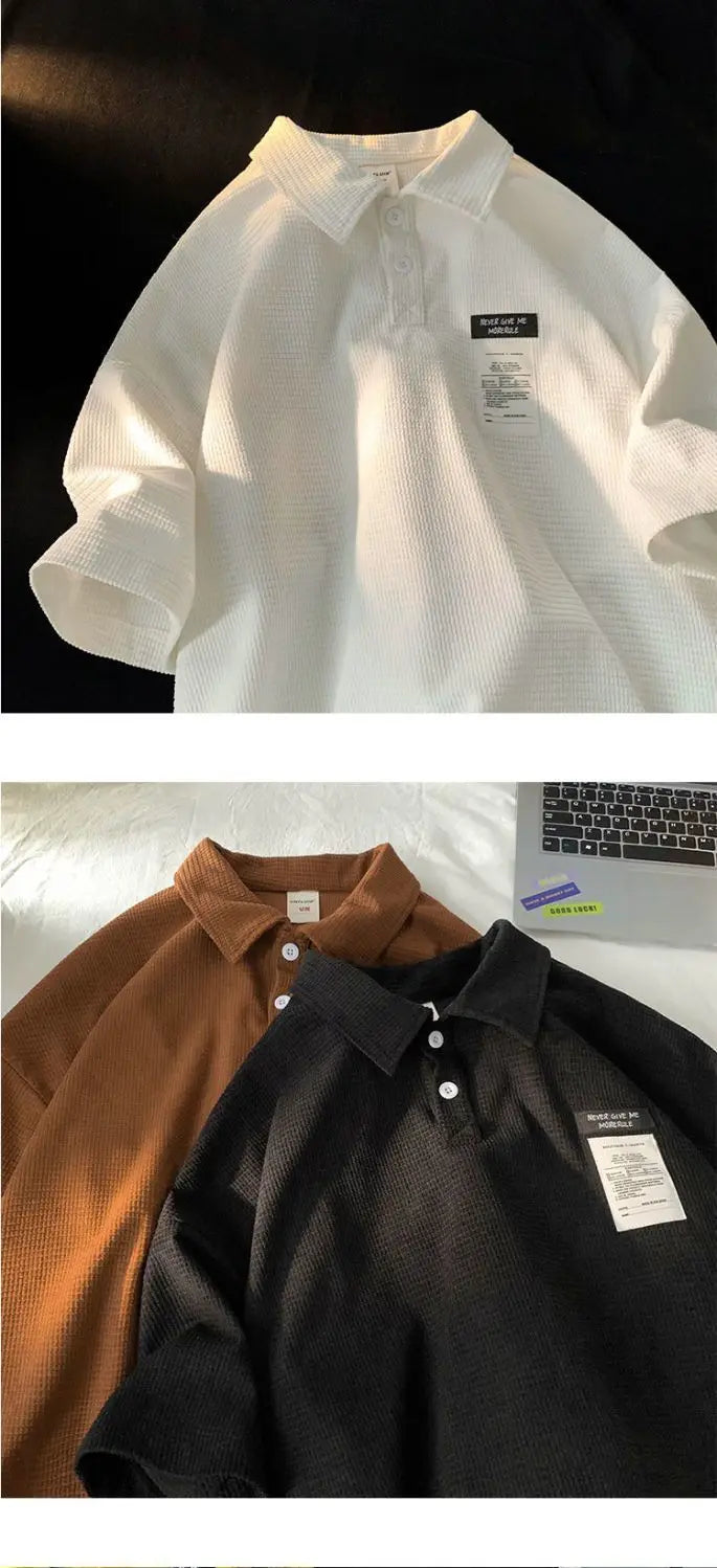 Polo Shirt Short Sleeve Men's Summer American Style Loose Couple T-shirt Japanese Trendy Brand Half Sleeve