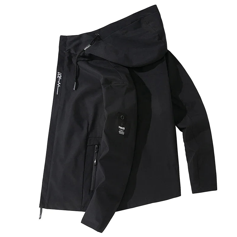 Men Hooded Jacket Autumn Thin Breathable Fashion Casual Coat Long Sleeve Outwear Sportswear Mens Streetwear Windbreaker Top