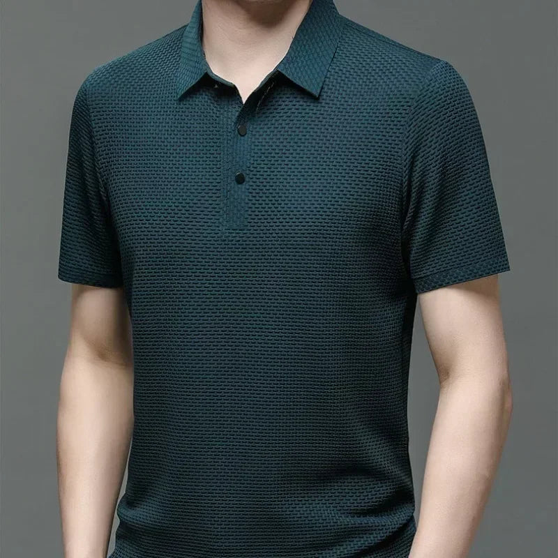 Summer Short Sleeve Polo Shirts Men Turn-Down Collar Anti-Wrinkle Solid Polos Tops Breathable Male Business Casual Tees Tshirts