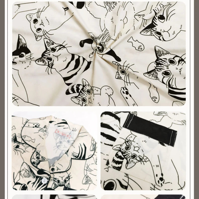 Pajama Pants Set Women's Clothing Homewear Summer Thin Cardigan Button Comfortable Casual Fashion Breathable Loose Large Size