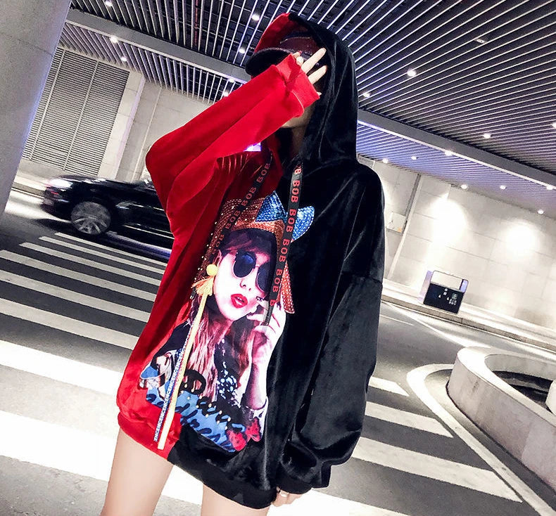 Hoodie Harajuku Style Hoodies for Women Tops Aesthetic Korean Fashion Vintage Graphic Women's Sweat-shirt Spring Autumn Crewneck
