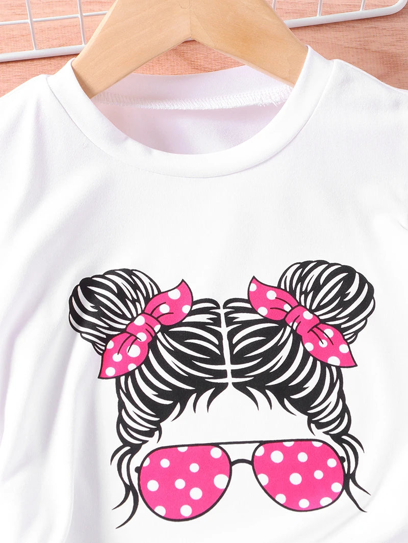 Summer Girls Clothing Sets New Cotton Fashion Short Sleeved+Wide Leg Pants Casual Two Piece Set Kids Clothes 2 3 4 5 6 7 Years