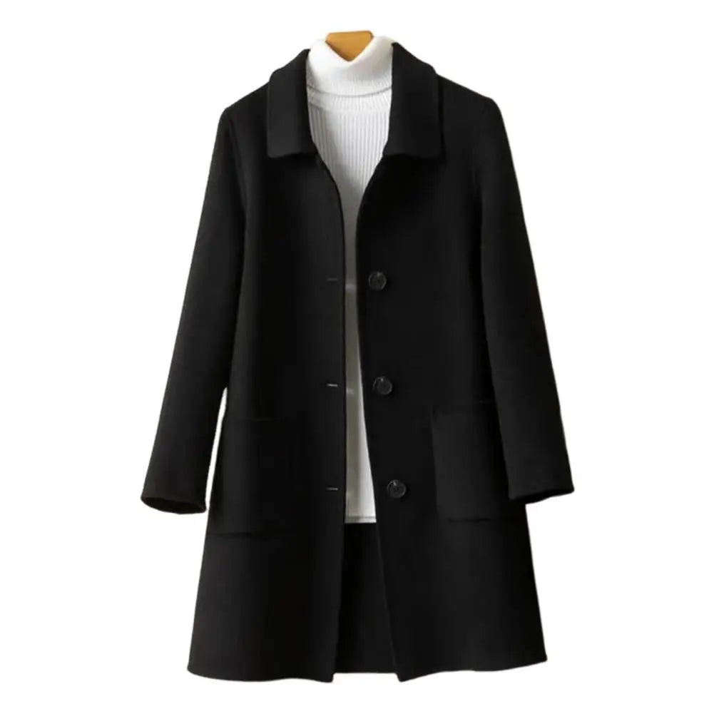 2024 women woolen coat Autumn Winter Women Solid Color Jackets Woolen Blends Coats Female Korean Elegant Retro Apricot Outerwear